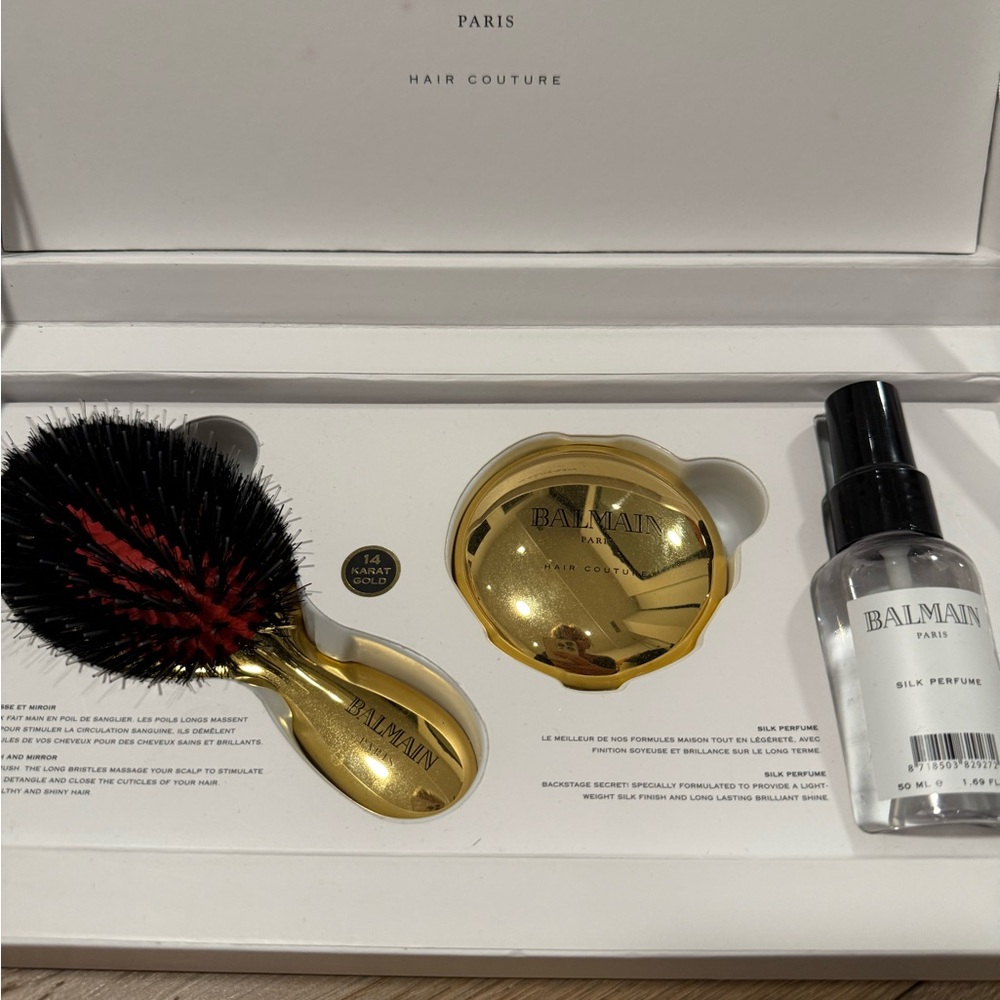 Balmain 14K plated Gold Hair Couture Set with Black Brush